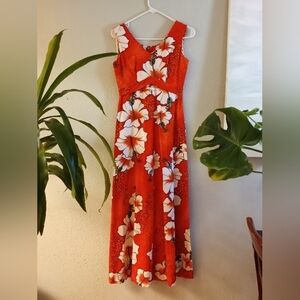 Vintage Hukilau Honolulu Retro Floral Tropical 60's Back Zip V Neck Mi…